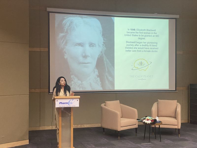 Speaking at a conference